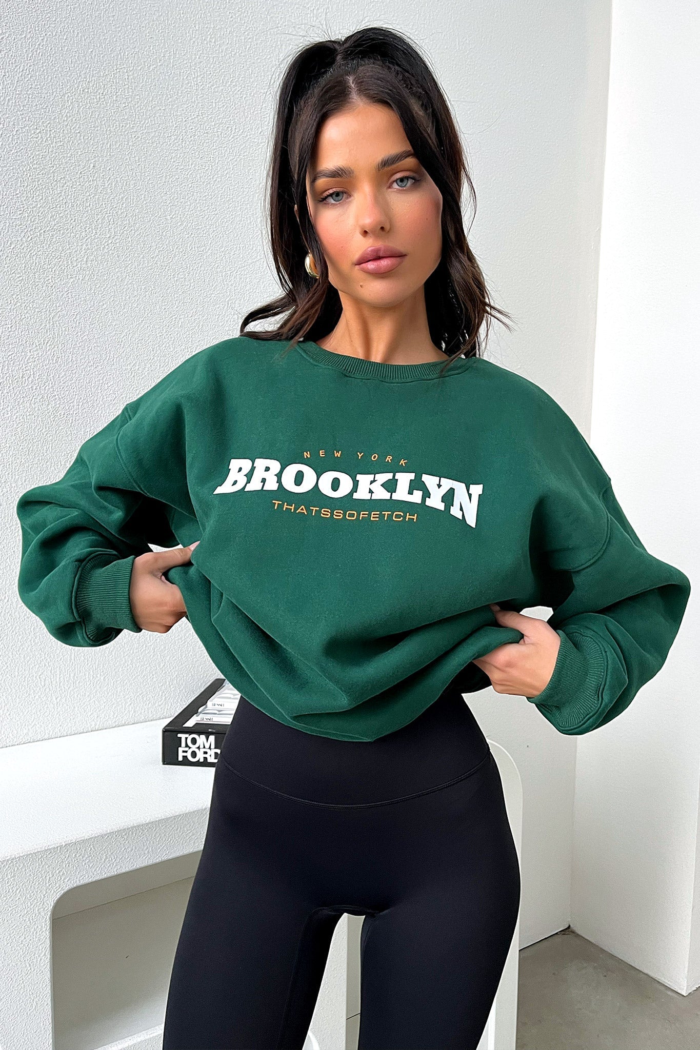 Brooklyn Crewneck Sweatshirt - Emerald Green | Soft & Comfortable Unisex Pullover for Casual Wear, Street Style & Loungewear