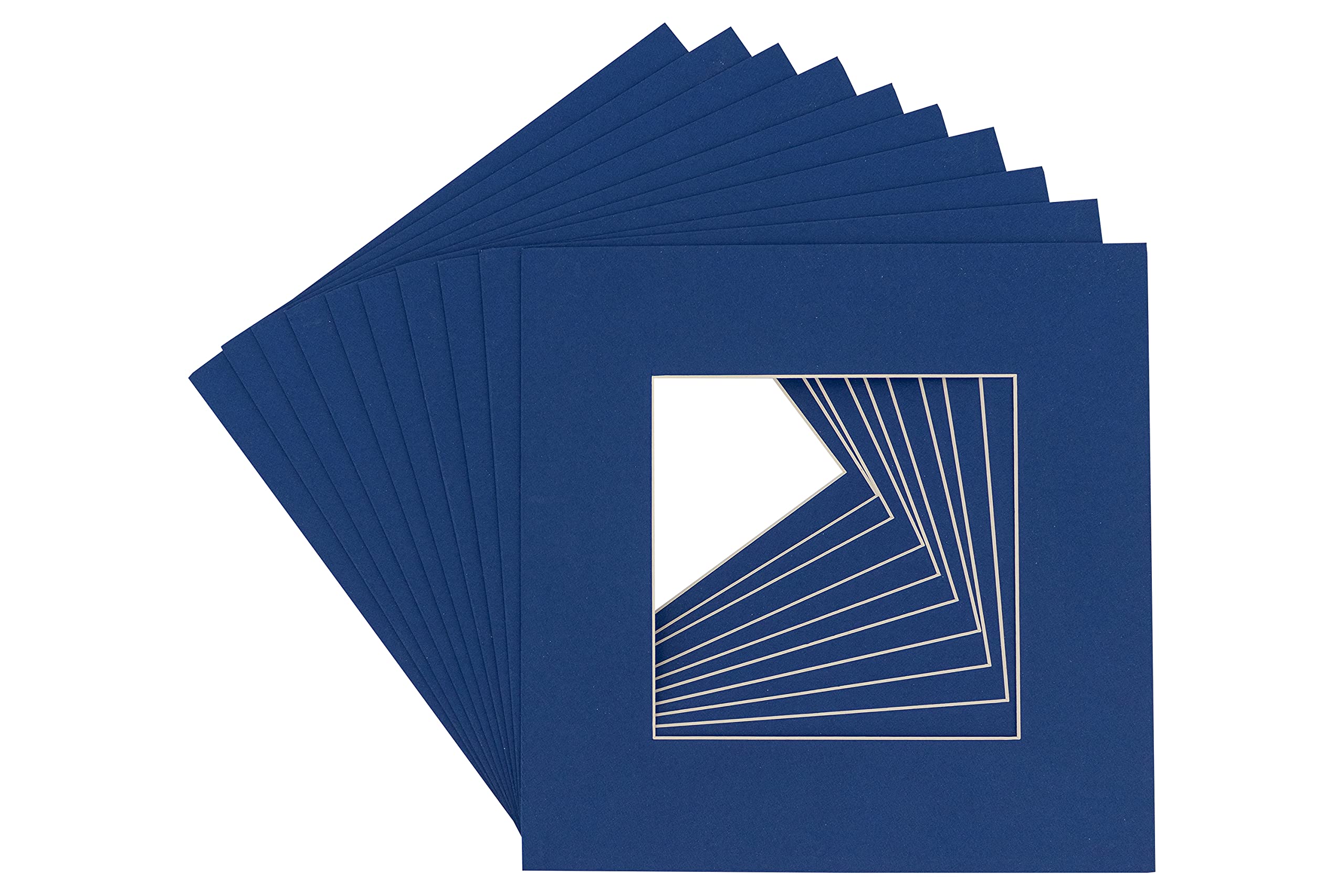 20x20 Inch Precut Acid-Free Picture Matboard - Bevel Cut Bottle Blue Photo Mat for 16x16 Inch Frames - Pack of 10 Mats with Backing Boards & Clear Bags - Perfect for Displaying Art, Photos, and Memorabilia in Home Galleries or Offices