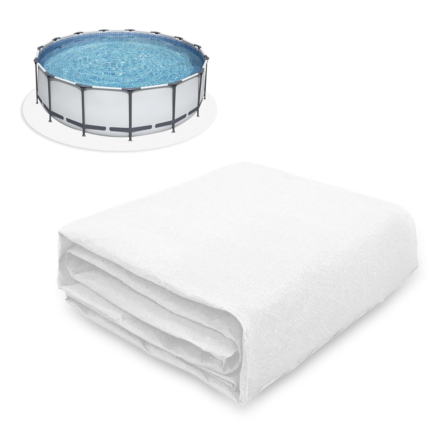 24 Feet Round Pool Liner Pad for Above Ground Pools - Heavy Duty Geotextile Material, Puncture Resistant Underlay to Protect & Extend Pool Liner Life (White) - Perfect for Backyard Swimming Pools, Summer Water Fun & Family Gatherings