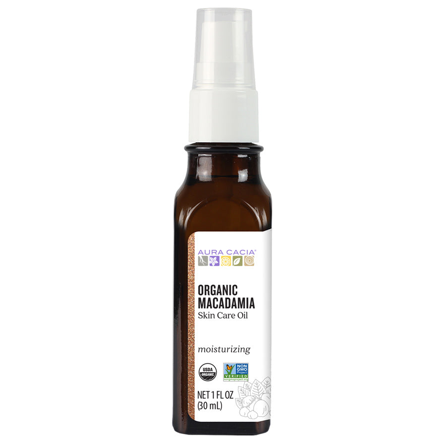 Organic Macadamia Nut Oil Spray 1 oz (30ml) - Lightweight Hair & Skin Moisturizer for Dryness & Frizz Control - Perfect for Hair Care, Massage & Aromatherapy