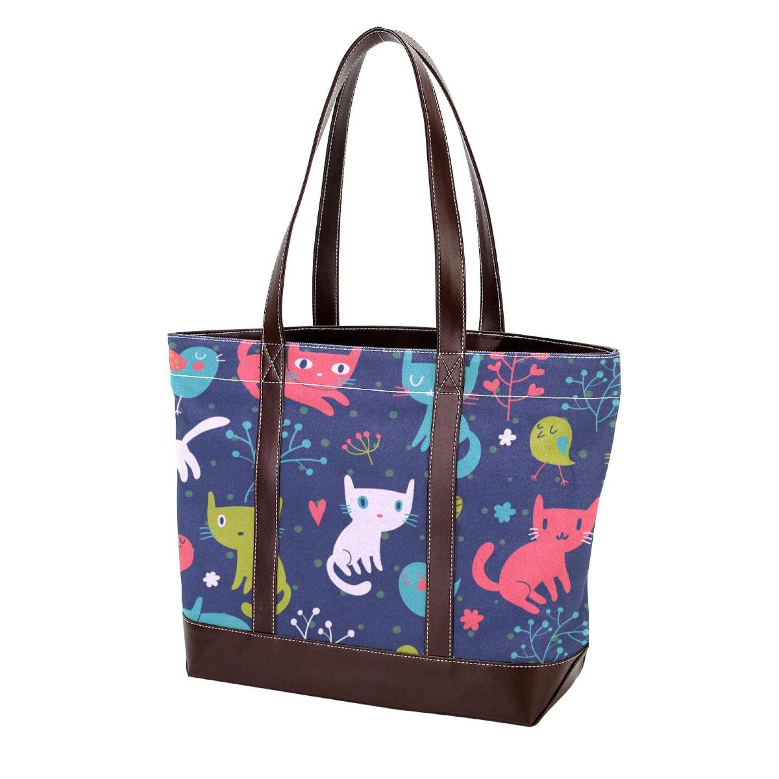 Stylish Women's Leather & Canvas Tote Bags - Large High Heel Art Print Shoulder Satchel Hobo Purse with Top Handle for Work, Travel & Everyday Use