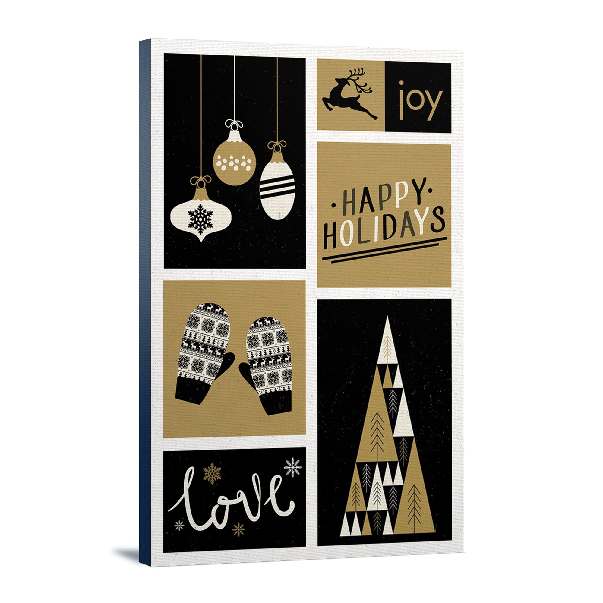 Lantern Press Christmas Checkerboard Wrapped Canvas Wall Art - 16x24 Inch Holiday Home Decor for Living Room, Bedroom & Office