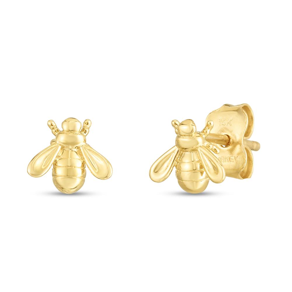 14K Gold Bee Stud Earrings - Dainty Honey Bee Jewelry for Women - Perfect for Everyday Wear, Gifts & Special Occasions
