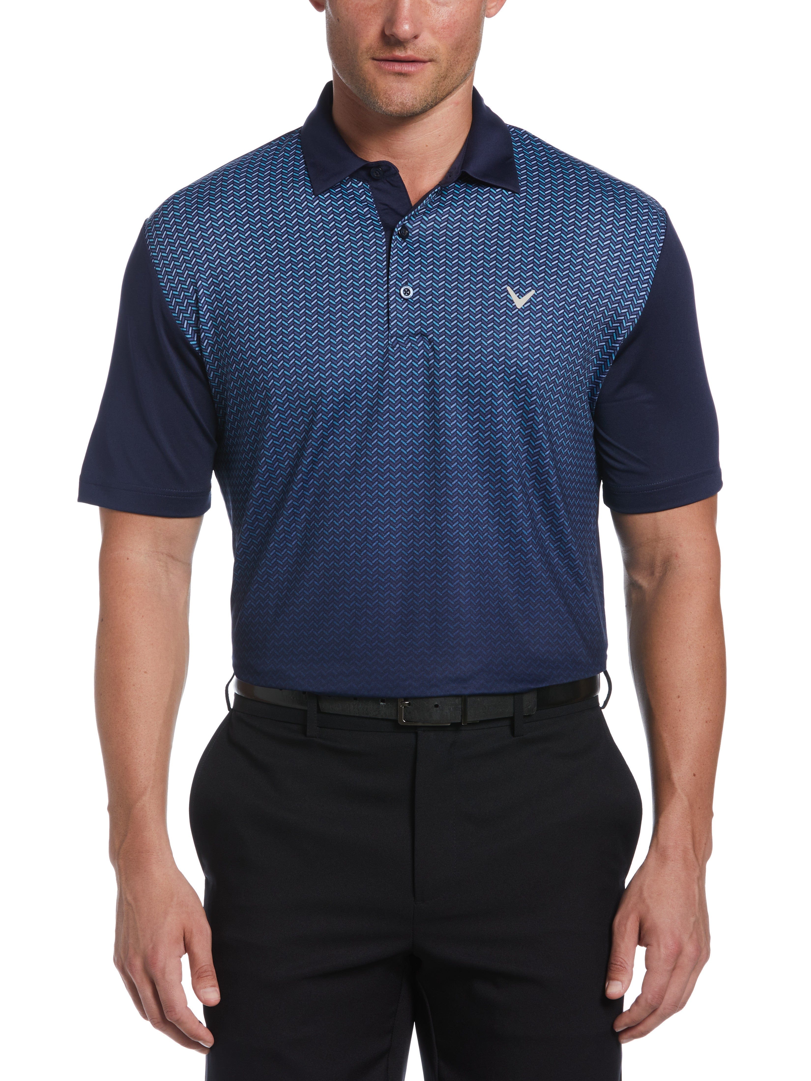 Men's Stylish Geo Gradient Print Golf Polo Shirt - Breathable & Comfortable for Casual Wear, Golfing & Outdoor Activities