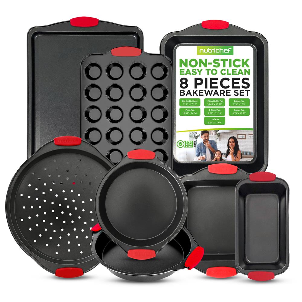 Non-Stick Kitchen Oven Baking Pans Set - 3 Piece Cookie Sheet, Pizza Pan & Cake Pan for Baking, Roasting & Cooking | Perfect for Home Bakers, Holiday Baking & Family Meals