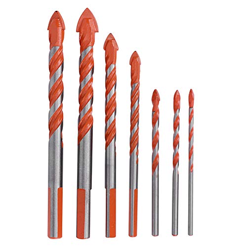 7pcs High-Speed Steel Ceramic Tile Drill Bit Set - Multipurpose Center Drill Bits for Glass, Concrete, Wood, Tile & Masonry - Perfect for DIY Home Improvement & Construction Projects