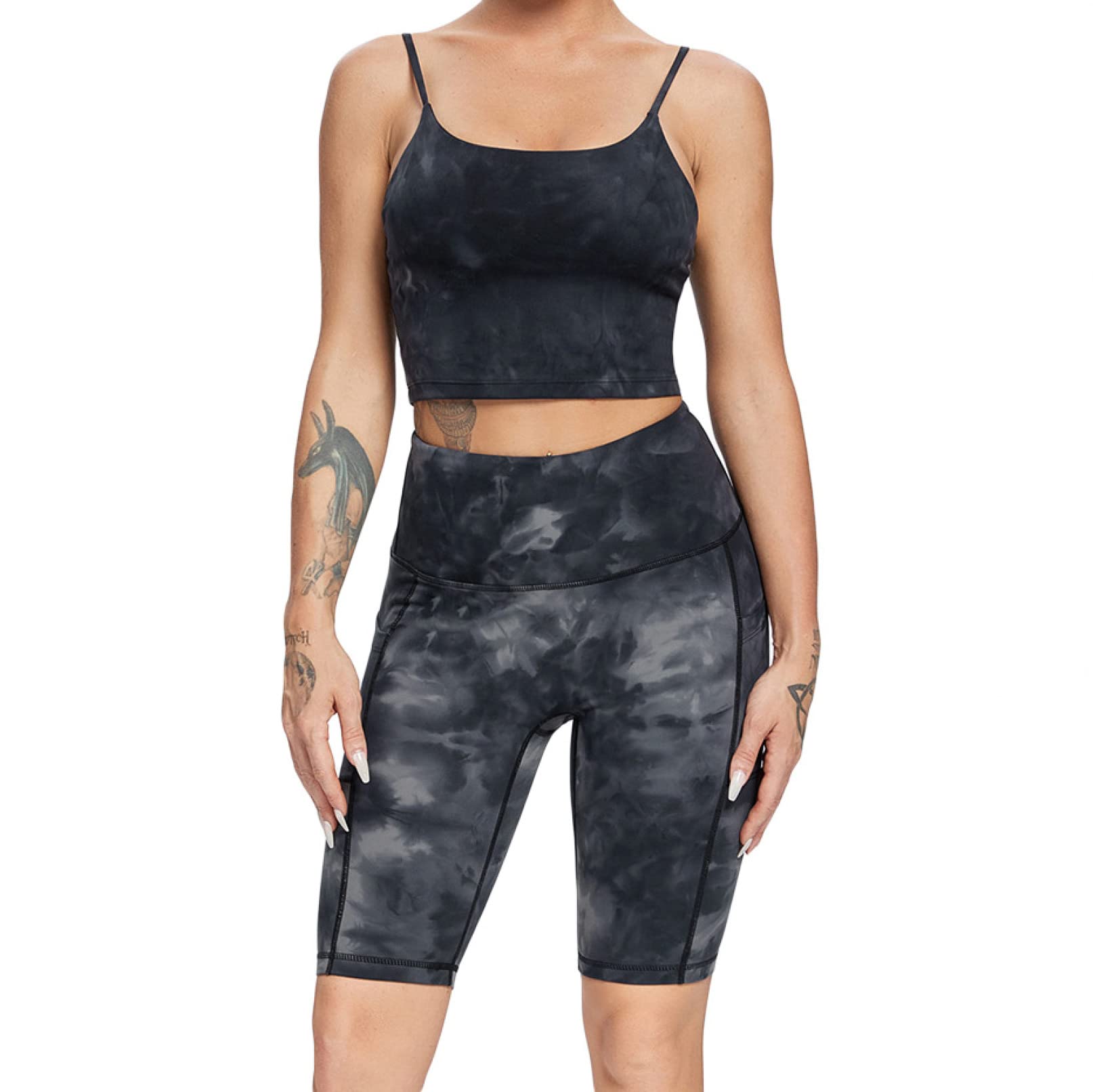 Women's Printed Tie-Dye Yoga Set - High Waist Athletic Shorts & Sports Leggings for Gym, Workout, Running & Fitness | Perfect for Yoga, Pilates & Home Exercise