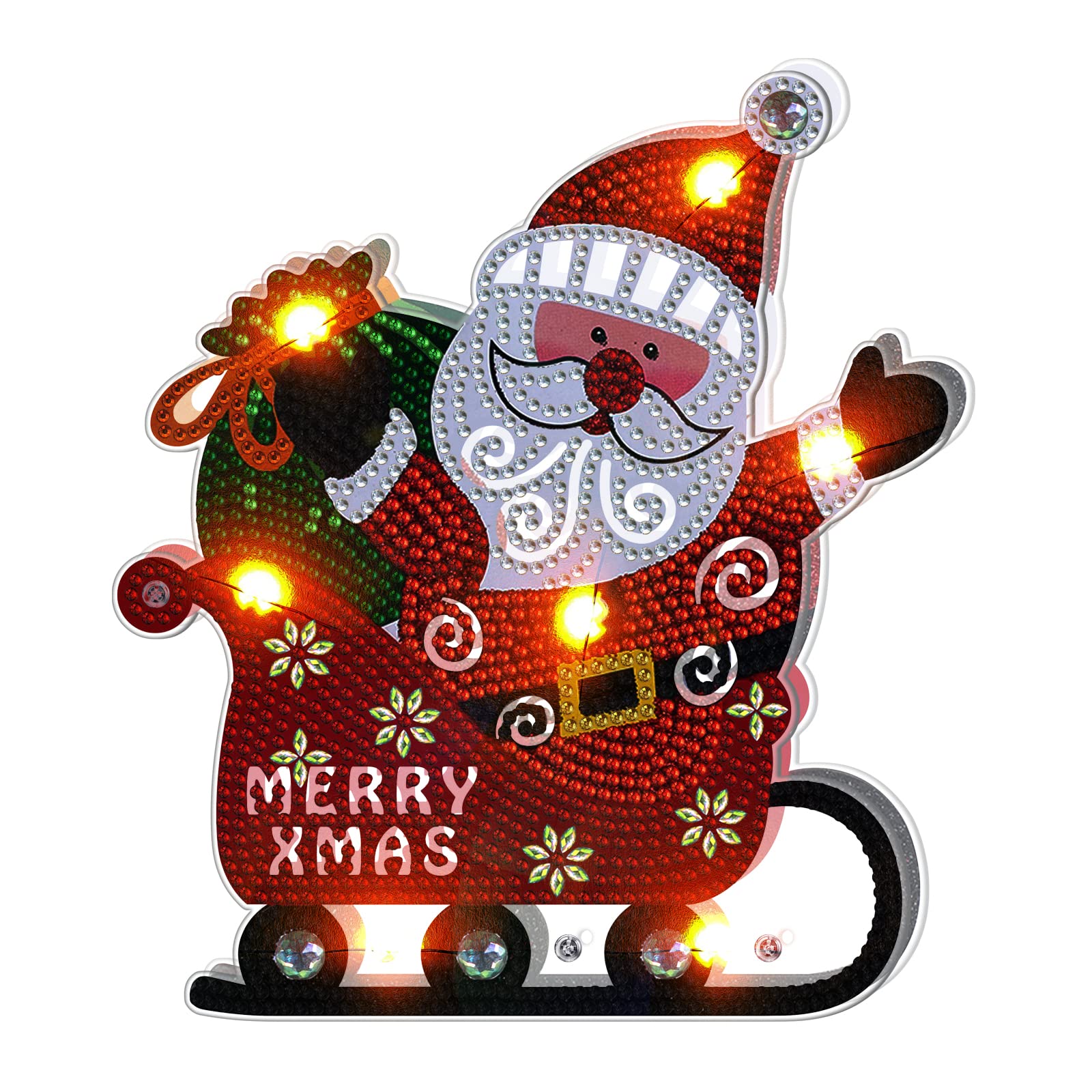 5D Diamond Painting Santa Claus LED Night Light Kit - DIY Christmas Diamond Art Lamp, Battery Operated Double-Sided Crystal Craft for Bedroom, Desk & Table Decor | Perfect Gift for Holidays & Bedside Nightlight