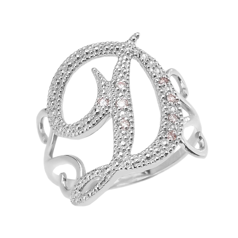 10K White Gold Modern Cursive 