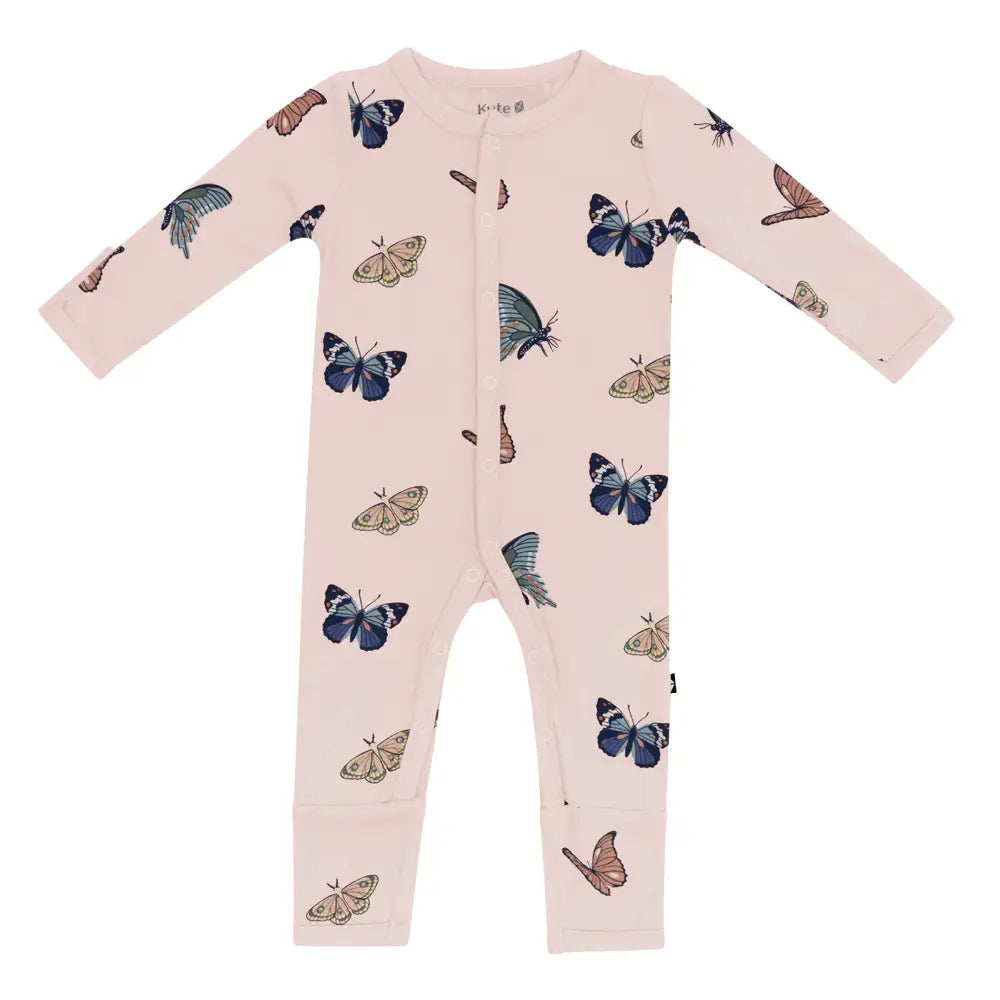 Kyte Baby Blush Butterfly Printed Snap Romper - Soft Organic Cotton Baby Jumpsuit for Newborns & Infants | Perfect for Playtime, Daycare & Photo Shoots