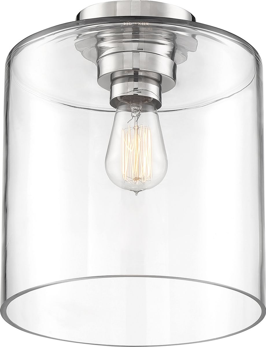 10W Chantecleer 1-Light Flush Mount Ceiling Light in Polished Nickel with Clear Glass - Perfect for Bedroom, Hallway, or Entryway Lighting