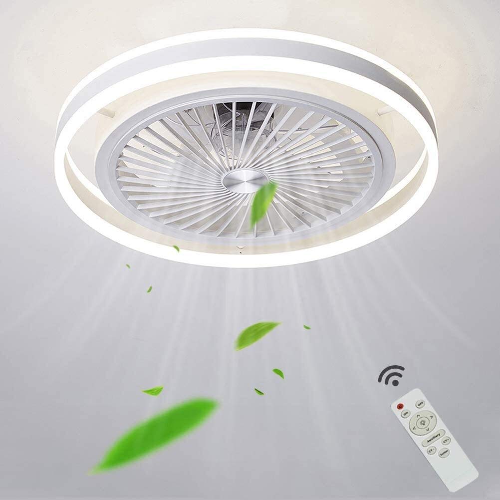 DLGGO Modern 20-inch Quiet Ceiling Fan with LED Light, Remote Control, 3 Speed Adjustable - Energy Efficient Cooling for Living Room, Bedroom, Kids Room - White Smart Home Ceiling Fan Light Fixture