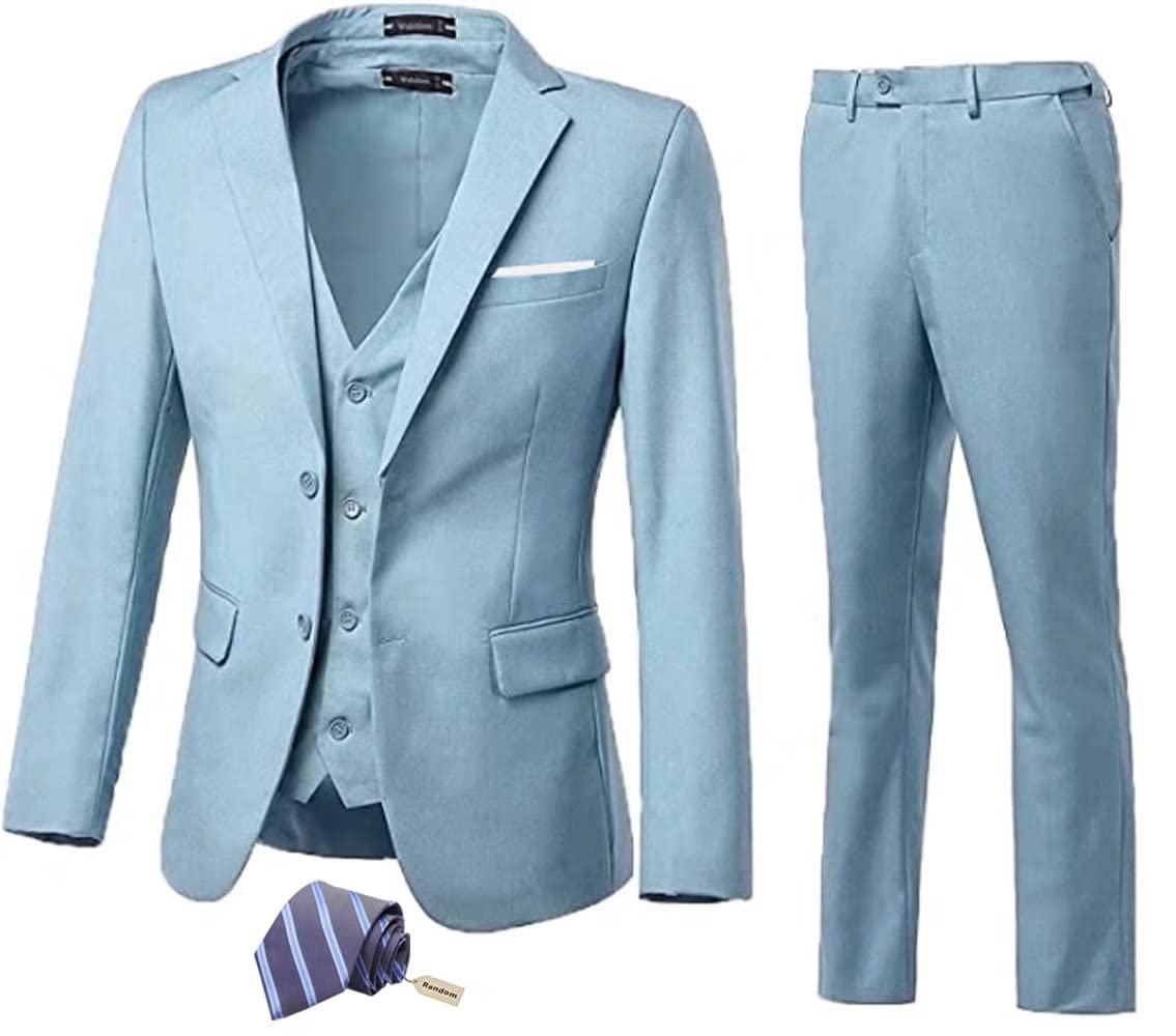 Premium 3-Piece Men's Slim Fit Suit Set - Business, Groomsmen & Prom Suit with Jacket, Vest, Pants & Tie | Formal Wear for Weddings, Office & Special Occasions