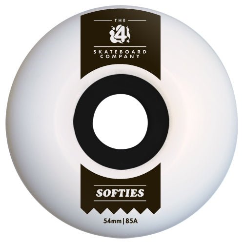 4 Skateboard Co Softies 54MM 85A Skateboard Wheels - Smooth Ride for Cruising & Street Skating - Perfect for Beginners & Pros