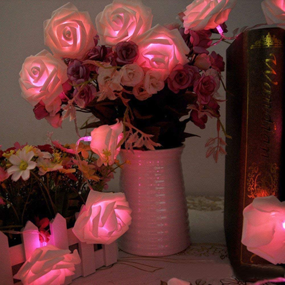 ZZTT Realistic Simulation Rose Flower Fairy String Lights - 20/30/40/50 LED Wedding, Garden & Christmas Decorations - Perfect for Weddings, Parties, Festivals & Home Decor