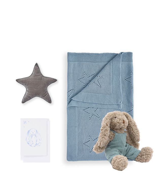 Personalized Blue Honey Bunny Plush Toy Gift Set - Cute Stuffed Animal for Kids, Baby Shower, Birthday & Valentine's Day Gifts