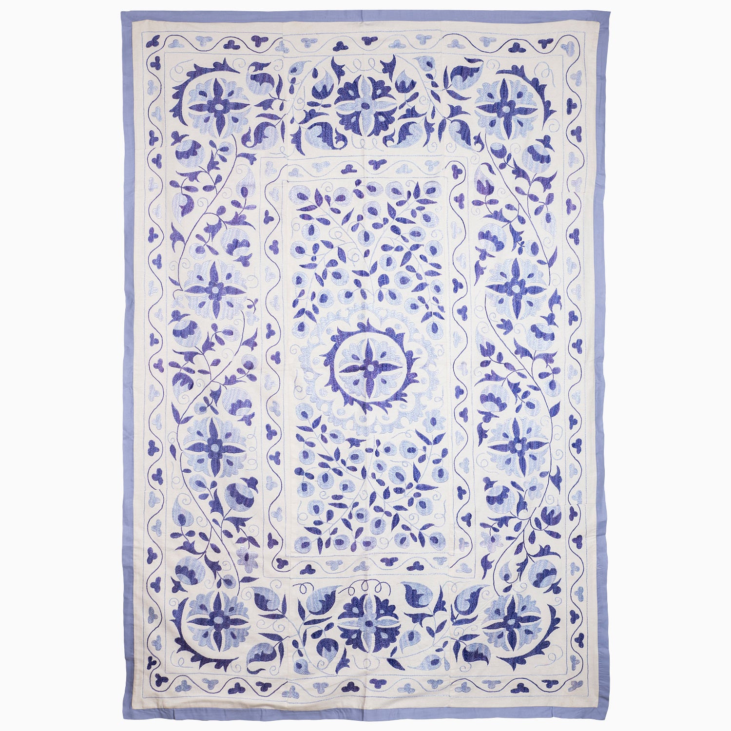 Soft Blue Suzani Blanket - Handmade Cotton Throw for Bed, Sofa & Decor - Perfect for Cozy Nights, Boho Home Styling & Gift Giving