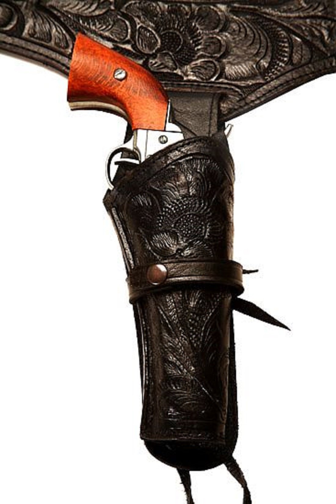 44/45 Caliber Black Leather Cowboy Western Revolver Holster & Belt Set - Size 36 for Men - Perfect for Cowboy Action Shooting, Reenactments & Western Costume Accessories