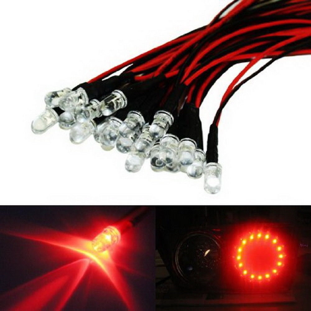 20-Pack 12V Bright Red LED Lights for Car Tail Lamps, Angel Eyes & 3rd Brake Light Retrofit - DIY Automotive Lighting Upgrade for Enhanced Visibility & Style