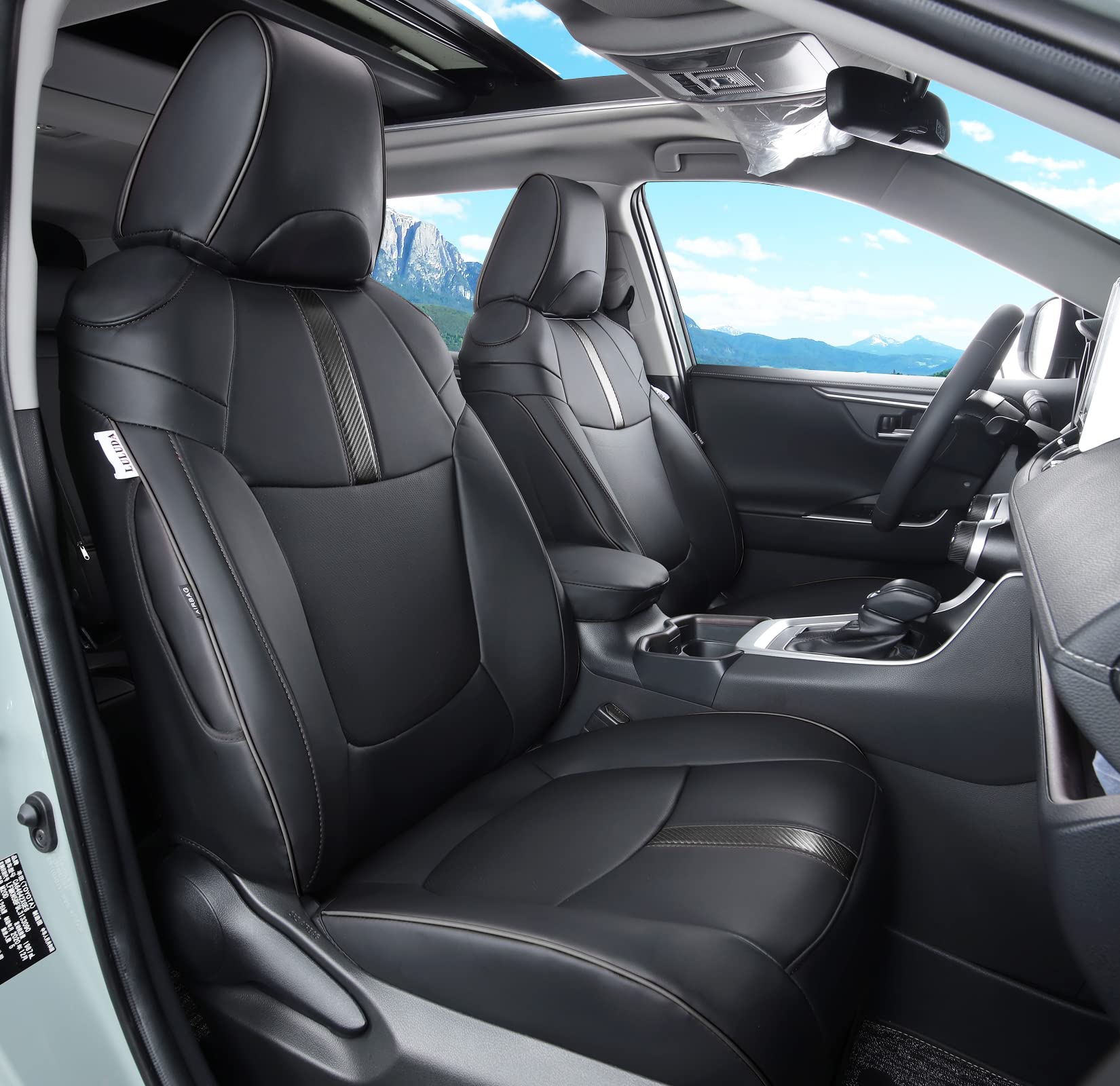 Custom Fit Toyota RAV4 Seat Covers 2019-2025 - Waterproof Faux Leather Car Seat Protectors for RAV4 LE/XLE/Premium/Limited Models (LU01-XLE, Black) | Perfect for Road Trips, Daily Commutes & Pet Protection