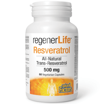 Natural Factors RegenerLife Resveratrol 60 Veggie Caps - Antioxidant Supplement for Heart Health & Anti-Aging - Supports Cellular Health & Longevity - Perfect for Daily Wellness Routine & Healthy Lifestyle