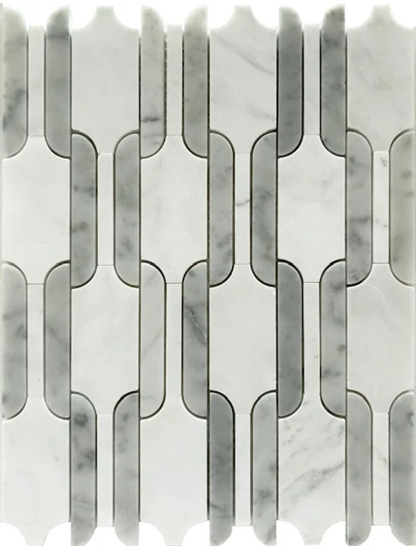 Timeless Links Marble & Glass Mosaic Tiles - Premium Peel & Stick Backsplash for Kitchen, Bathroom, Fireplace - Modern Interior Design Decor (12x12 Inch)