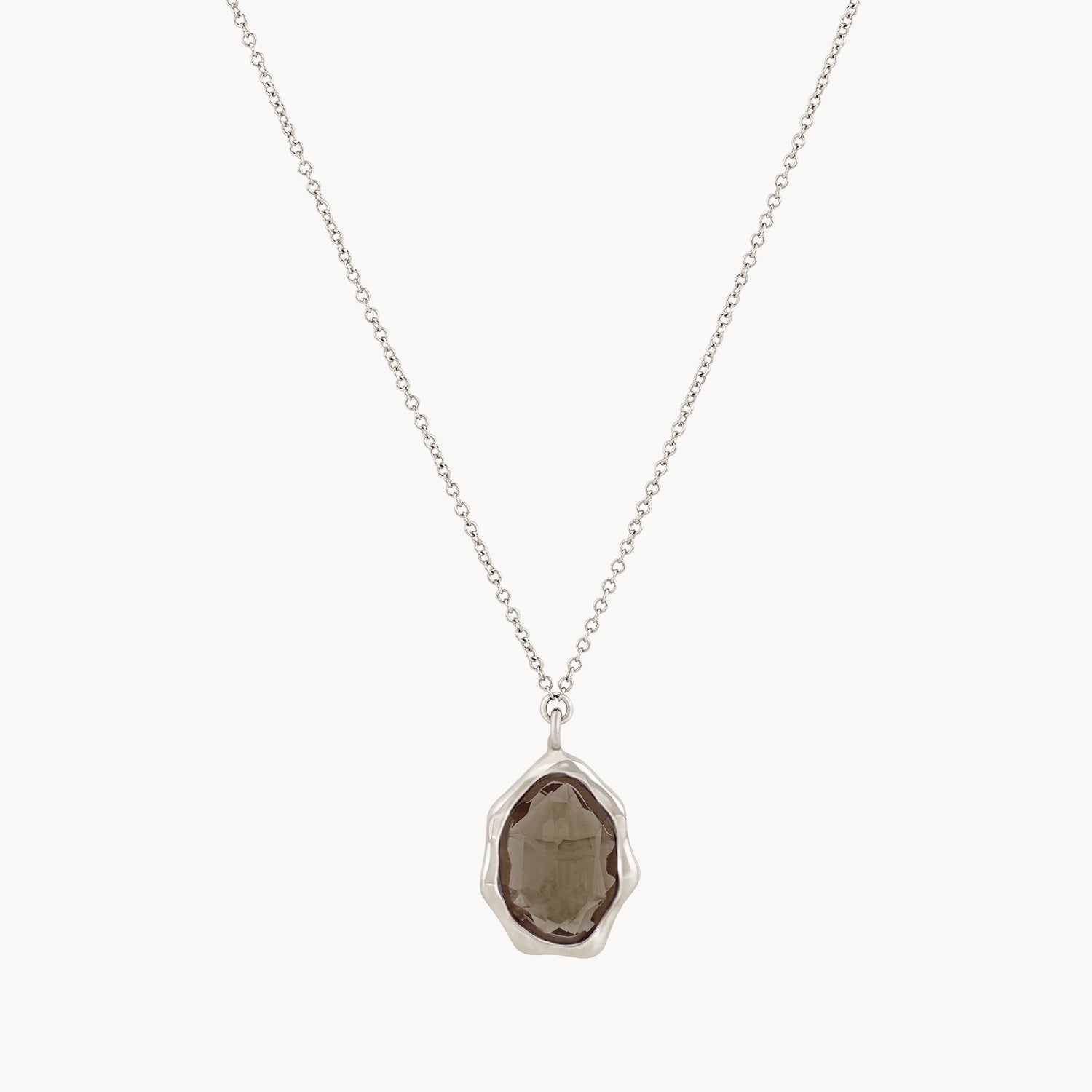 Smoky Quartz Mood Necklace in Sterling Silver - Elegant Healing Crystal Jewelry for Stress Relief & Positive Energy