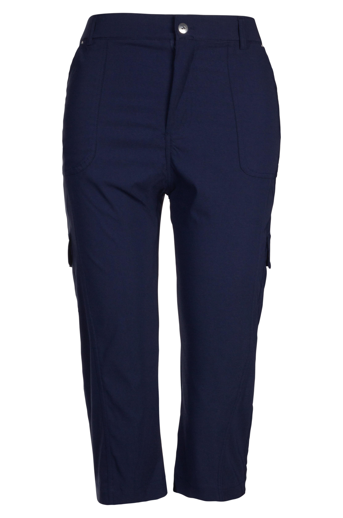 Stretch Micro Mid Calf Pants for Women - Comfortable Navy Blue Workout & Yoga Pants - Perfect for Gym, Running & Lounge Wear (Style 2144A1)