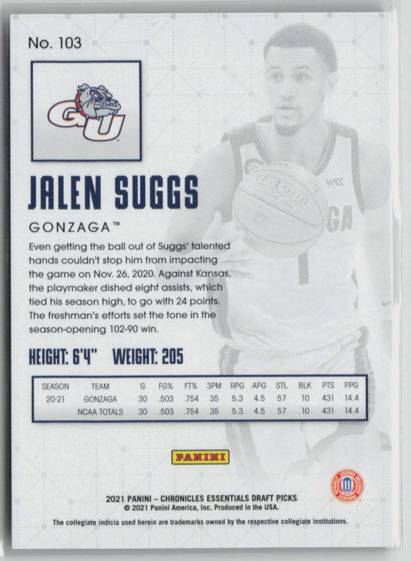 2021 Panini Chronicles Essentials Jalen Suggs Rookie Card #103 10/10 - NBA Collectible for Sports Fans & Memorabilia Enthusiasts - Perfect for Display, Trading, and Investment