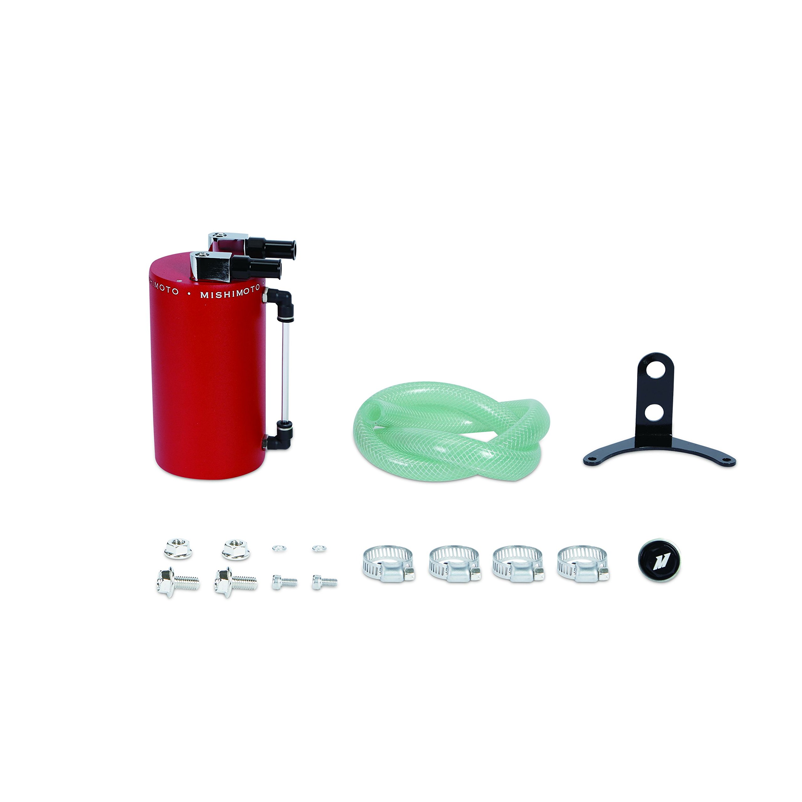 Mishimoto Large Wrinkle Red Aluminum Oil Catch Can - Universal Fit for High Performance & Racing Cars - Engine Protection & Oil Baffle System