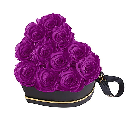 Luxury Long Lasting Preserved Roses in Gift Box - Grand Heart Orchid Floral Arrangement for Anniversary, Valentine's Day & Home Decor