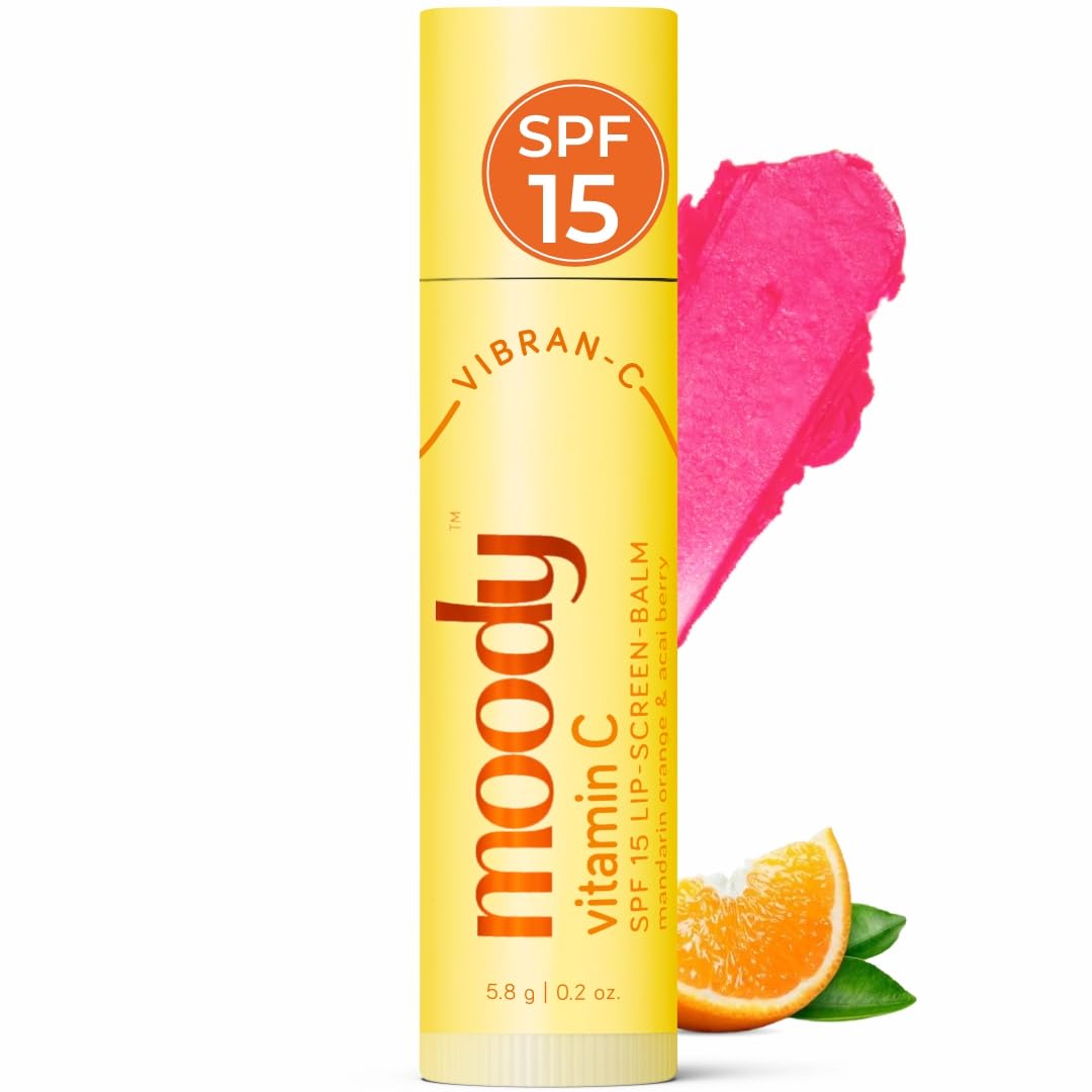 Moody Vitamin C SPF 15 Tinted Lip Balm - Baby Pink, 5.8g | Hydrating & Protective Lip Care for Dry Lips | Perfect for Daily Use, Outdoor Activities & Makeup Routine