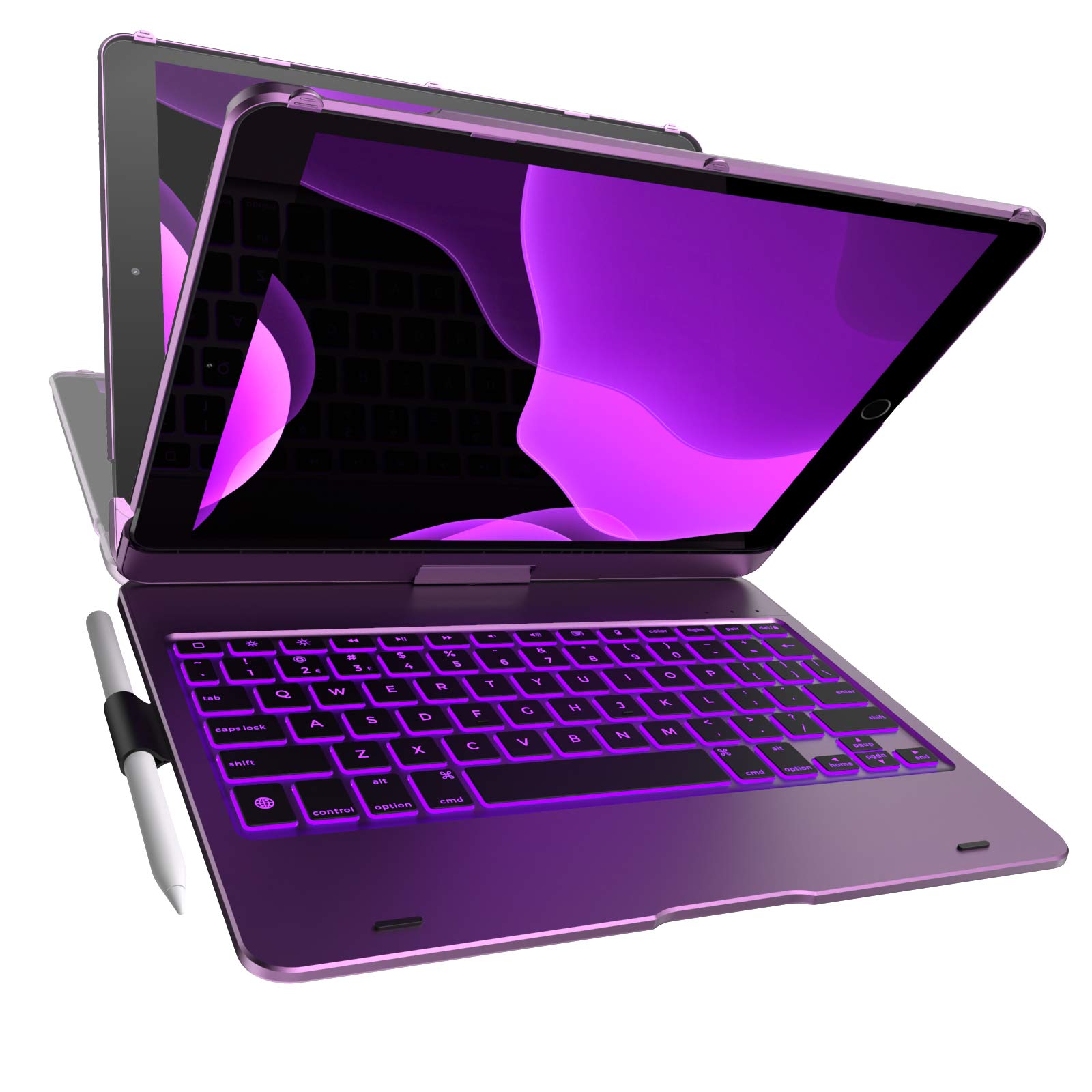 YEKBEE Keyboard Case for iPad 9th Generation (10.2-inch, 2021) - 360° Rotating Protective Cover with Backlit Keyboard, 7 Adjustable Modes & Pencil Holder | Compatible with iPad 9/8/7, Air 3 & Pro 10.5 | Perfect for Work, Study & Travel