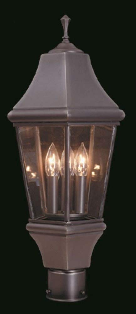 8743 IRON 3-Light Normandy Exterior Post Mount - Outdoor Lighting Fixture for Porch, Garden & Pathway - Weather-Resistant Iron Construction - Perfect for Home & Commercial Use
