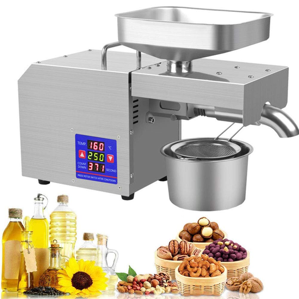 Automatic Cold/Hot Oil Press Machine - Stainless Steel Nut Oil Extractor for Home & Commercial Use - LCD Touch Screen with Intelligent Temperature Control - Perfect for Coconut, Almond, Peanut Oil Making - Ideal for Healthy Cooking, DIY Cosmetics & Soap Making