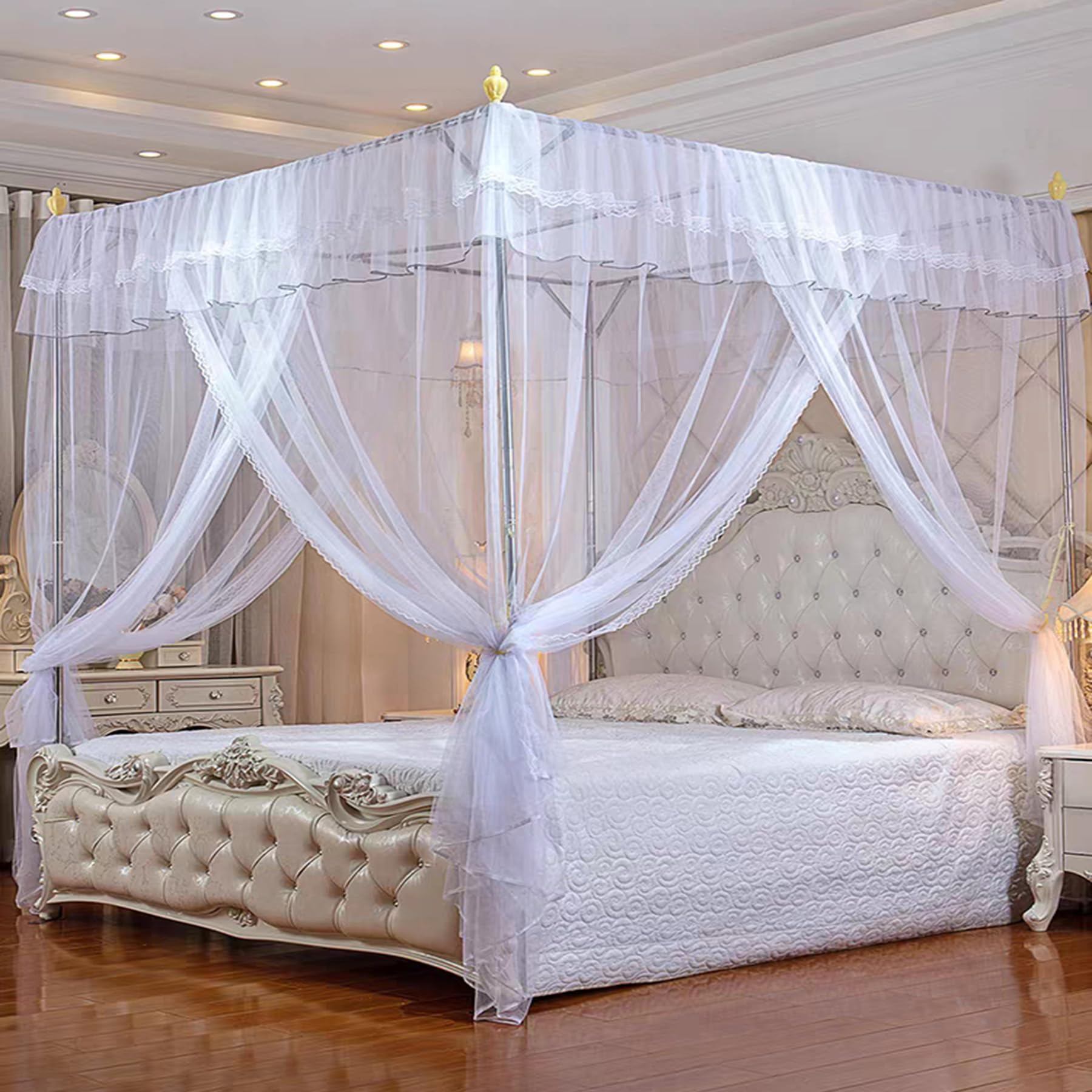 Stainless Steel Bed Canopy Frame - Twin Size for Bedroom Decor
