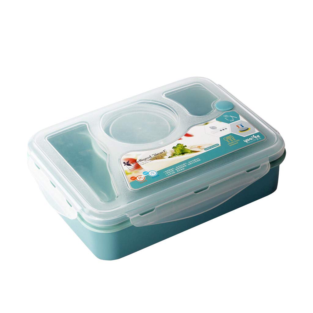 Microwave-Safe 4-Compartment Square Lunch Box for Students - BPA-Free, Leak-Proof Food Storage Container with Lid - Ideal for School, Office & Meal Prep