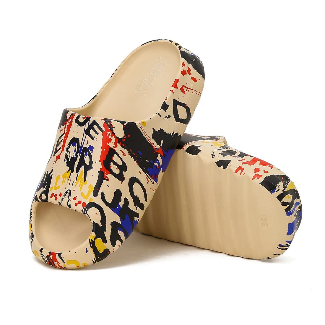 EVA Anti-Slip Cloud Slippers for Women & Men - Lightweight Platform Pillow Slides, Open Toe Shower Sandals for Indoor, Outdoor & Spa Use - Perfect for Home, Beach and Relaxation