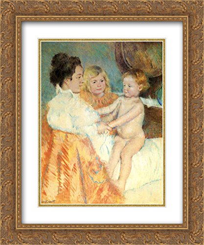 Mary Cassatt Mother, Sara and The Baby Art Print - 20x24 Gold Ornate Frame with Double Mat - Museum Quality Reproduction - Perfect for Nursery, Living Room or Gift