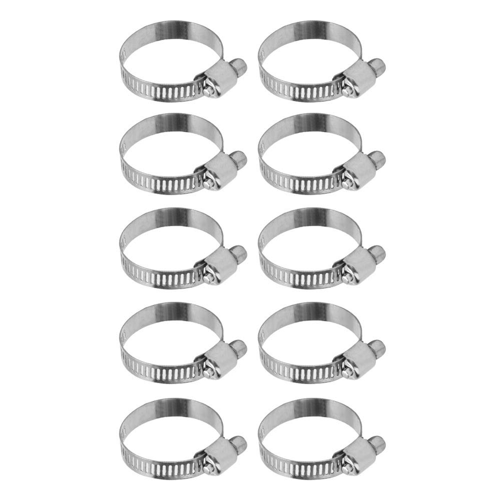 Stainless Steel Hose Clamp 10Pcs - Adjustable Pipe Clip for 20-35mm Hose - Plumbing & Automotive Use