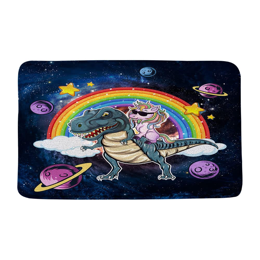 Dinosaur Unicorn Bath Mat - Soft Microfiber Memory Foam Bathroom Rug with Fantasy Galaxy Design, Non-Slip Floor Mat for Kids & Adults - Perfect for Bathroom, Toilet, Kitchen & Entryway Decor