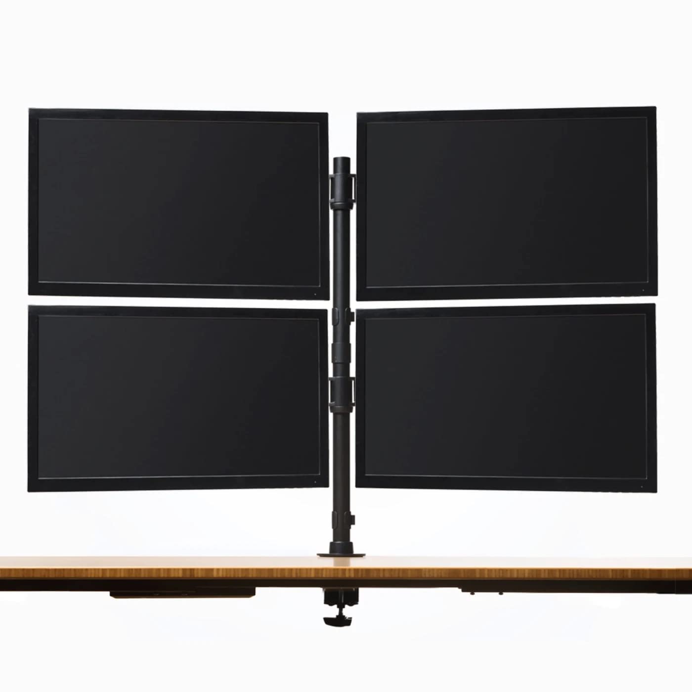 Heavy Duty Pole-Mounted Quad Monitor Stand - Adjustable 4 Monitor Mount for Office & Gaming Setup - Perfect for Multi-Screen Workstations, Trading Desks & Home Offices