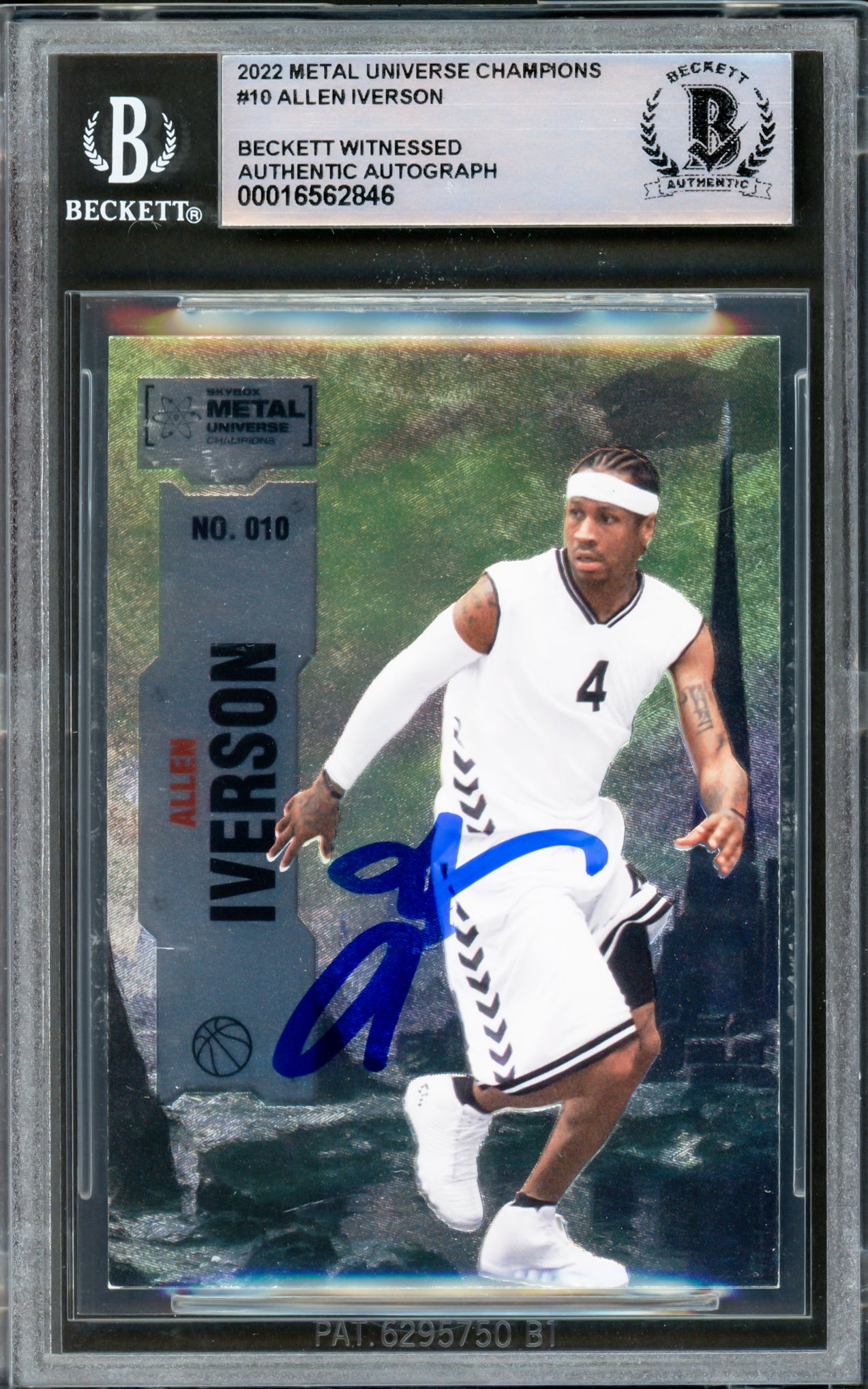 Allen Iverson Autographed 2022 Metal Universe Champions Card #10 Philadelphia 76ers Beckett BAS Witnessed #16562846 - Rare Collectible Basketball Memorabilia for Fans and Sports Enthusiasts