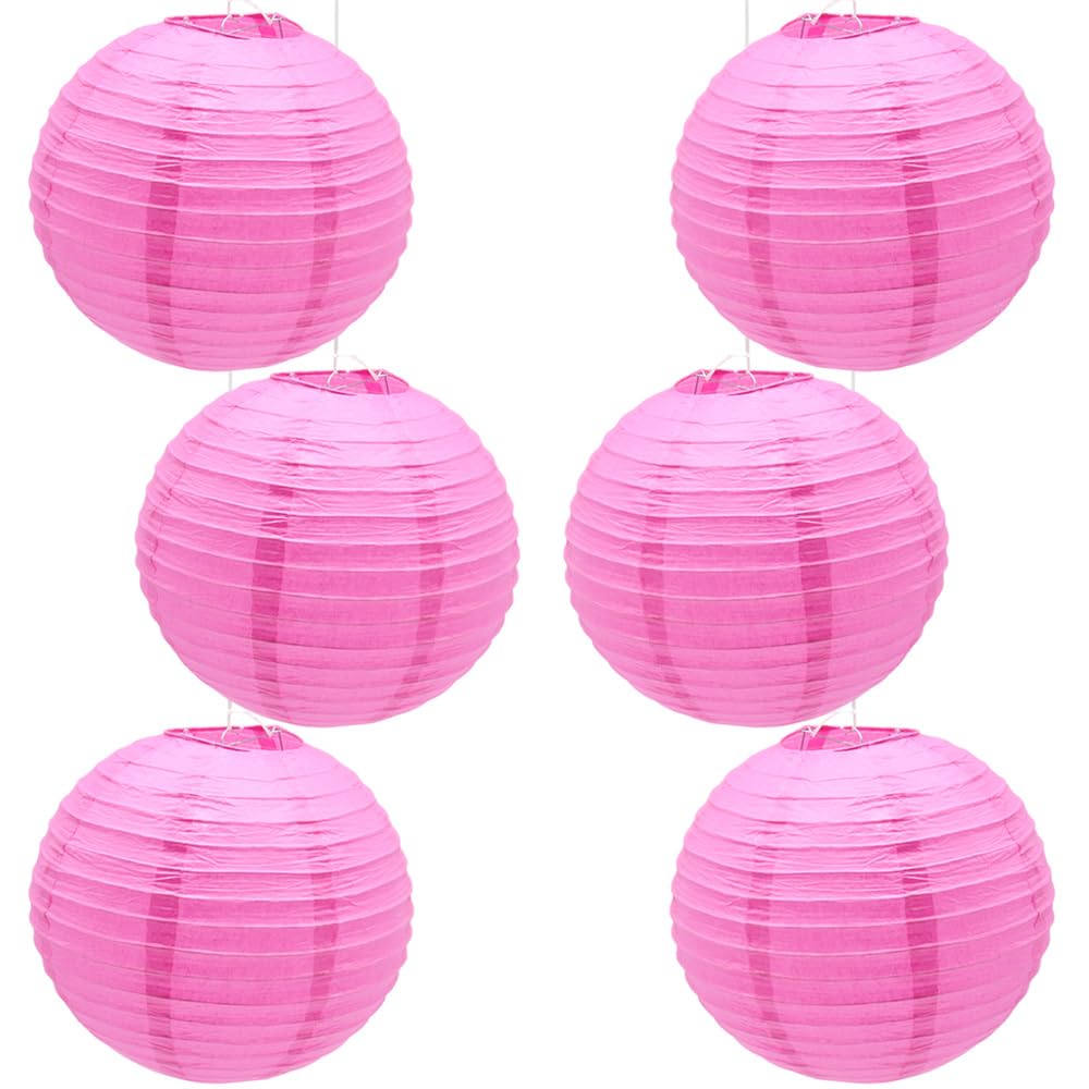 6 Pack 12-Inch Rose Paper Lanterns - Chinese Japanese Round Hanging Decorations for Halloween, Wedding, Birthday Party, Home & Garden Decor - Perfect for Indoor/Outdoor Events & Festive Celebrations