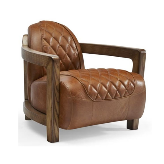 Timothy Genuine Leather Armchair - Modern Accent Chair for Living Room, Office & Lounge - Comfortable & Stylish Leather Upholstered Chair for Home Decor