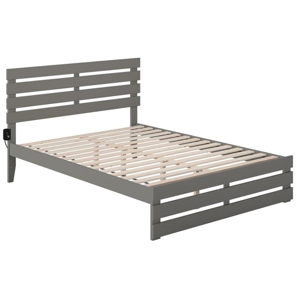 BOWERY HILL Farmhouse Solid Wood Queen Bed Frame with Footboard - Gray Distressed Finish - Rustic Bedroom Furniture for Farmhouse, Cottage & Vintage Style Homes - Perfect for Master Bedrooms & Guest Rooms