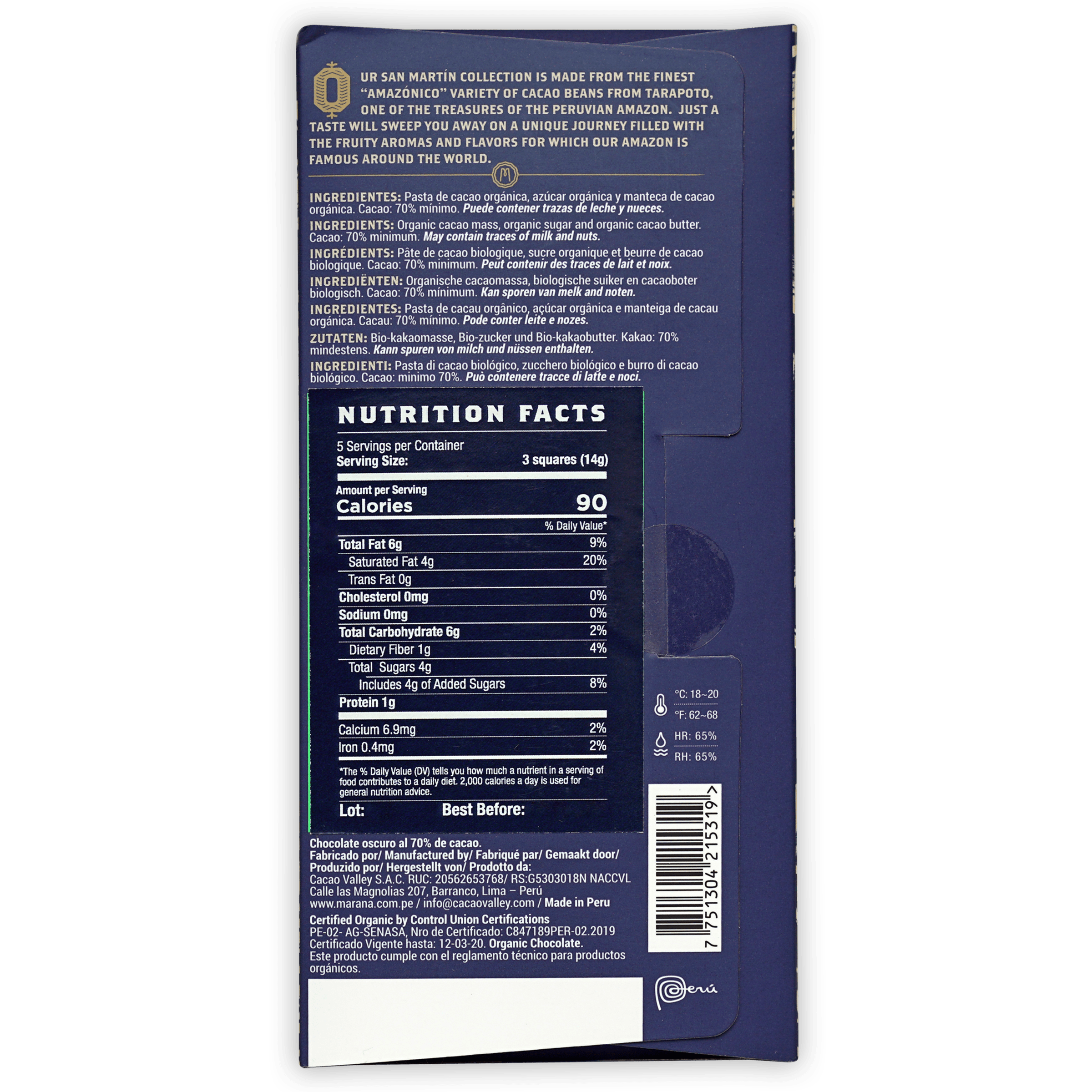Premium Marana San Martin 70% Dark Chocolate Bars - Organic, Vegan & Gluten-Free - Perfect for Baking, Gifting & Healthy Snacking