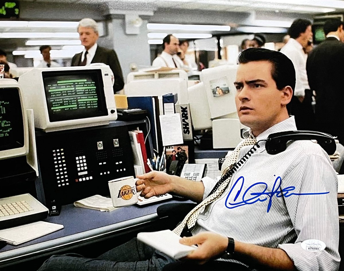 Charlie Sheen Autographed Wall Street Movie 11x14 Photo with JSA Certificate - Perfect for Movie Memorabilia Collectors & Fans Display