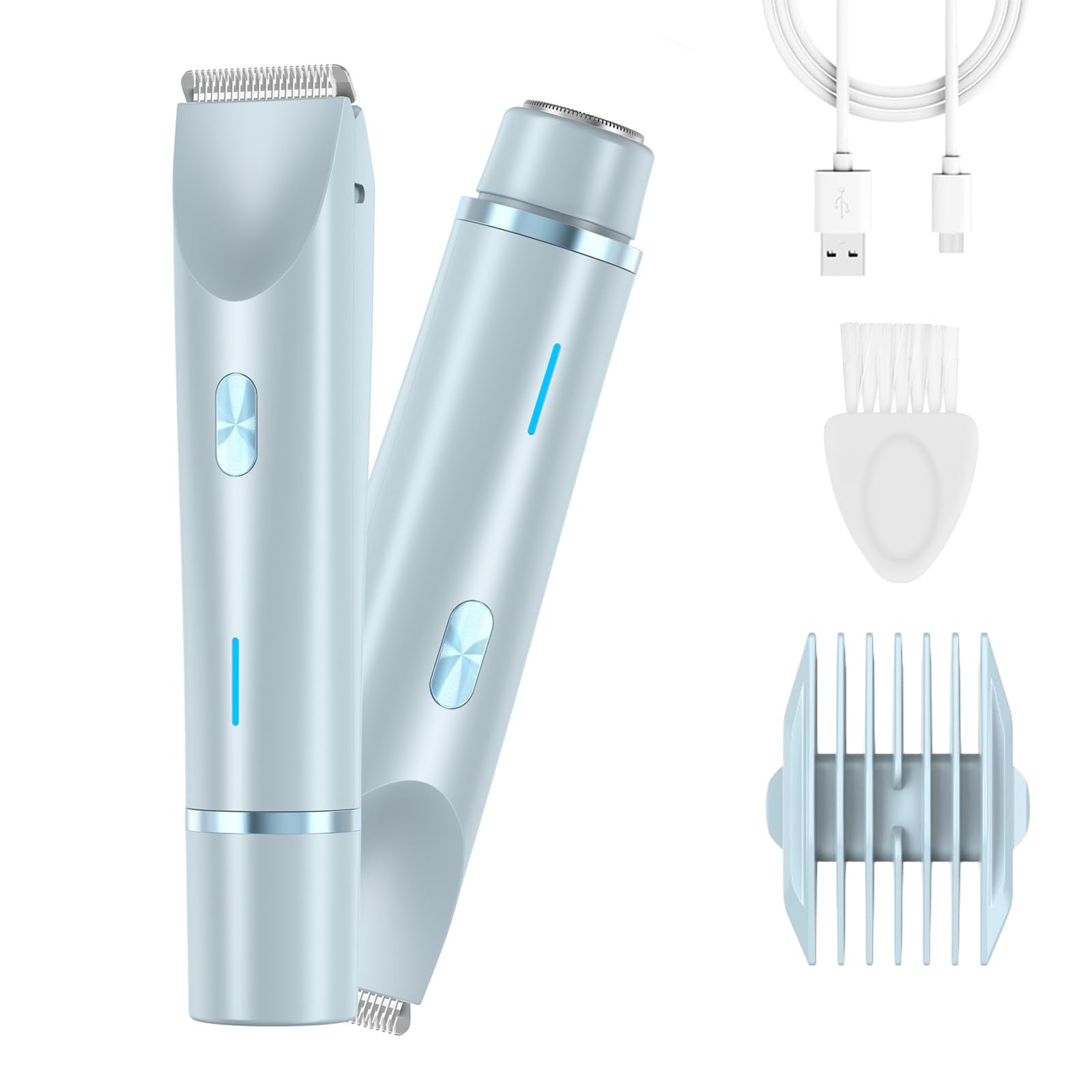 2025 Upgraded Pink Galaxy 2-in-1 Electric Razor for Women - Waterproof Bikini Trimmer & Lady Shaver with Comfort Design (Blue) | Perfect for Travel, Gym & Sensitive Skin Care