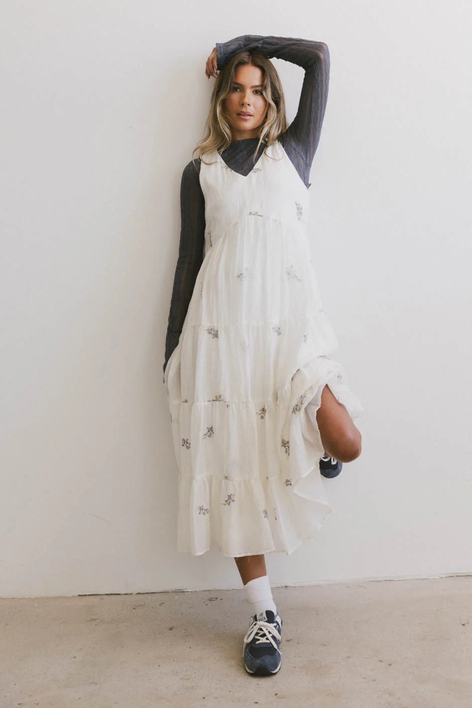Ari Embroidered Floral Midi Dress - Women's Summer Boho Chic Dress for Beach, Wedding & Vacation - FINAL SALE